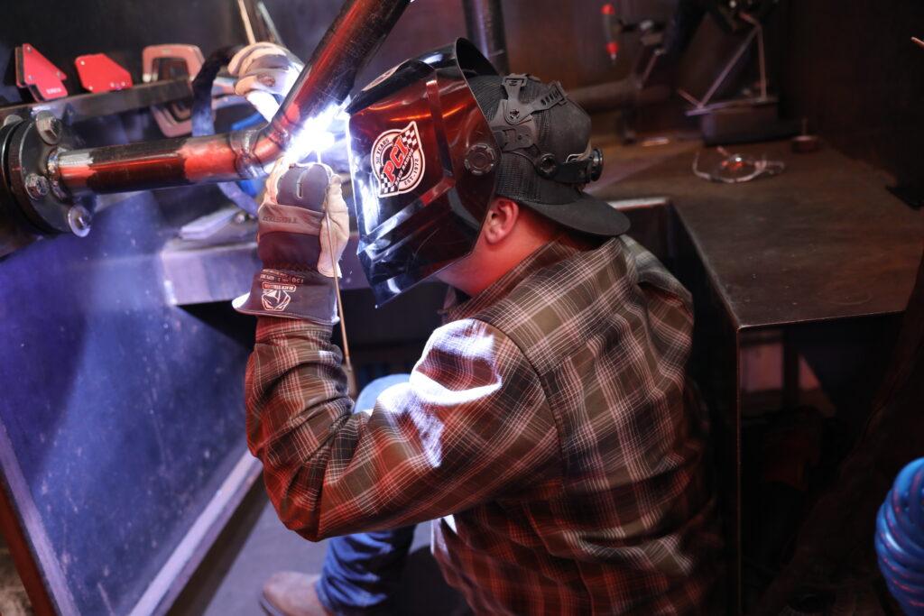 Army veteran TIG welding at Workshops for Warriors